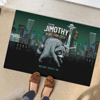 Raccoon Jimothy Runs This City Rubber Doormat