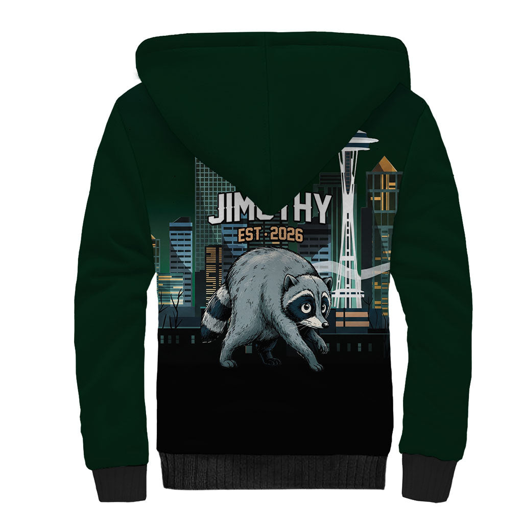Raccoon Jimothy Runs This City Sherpa Hoodie