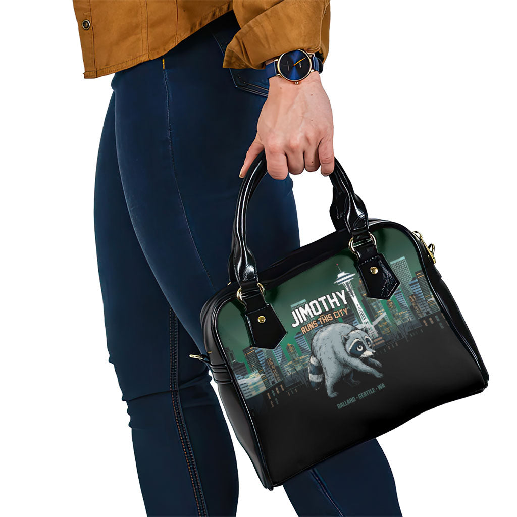 Raccoon Jimothy Runs This City Shoulder Handbag