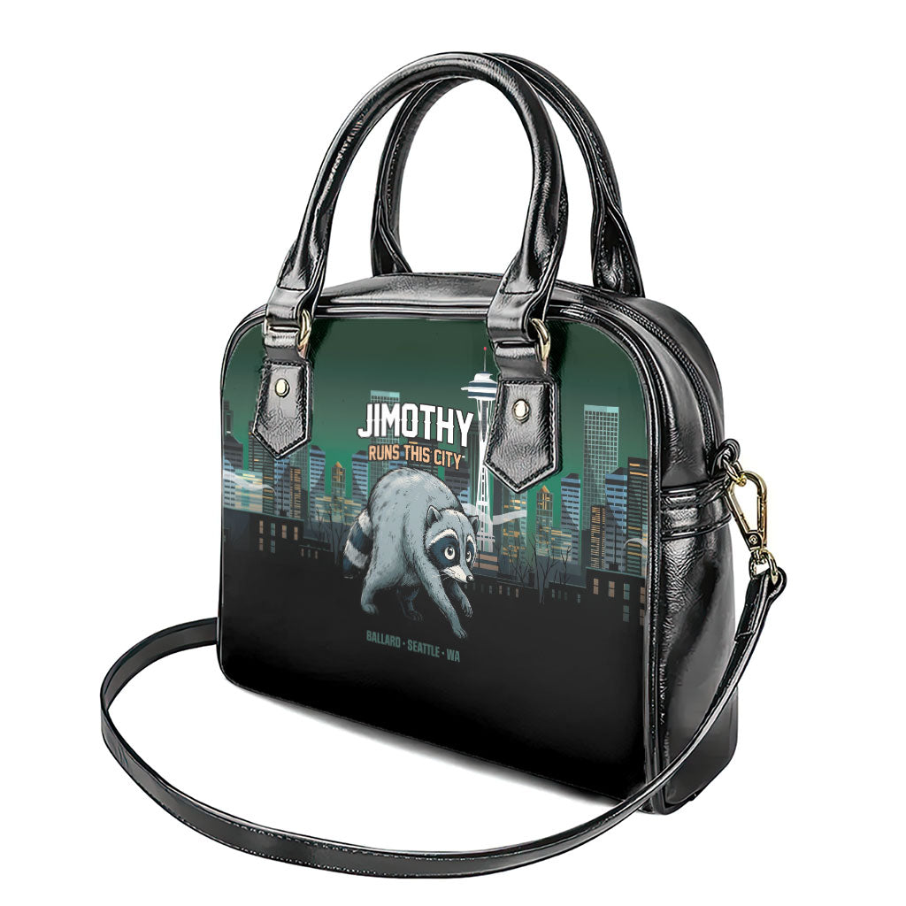 Raccoon Jimothy Runs This City Shoulder Handbag