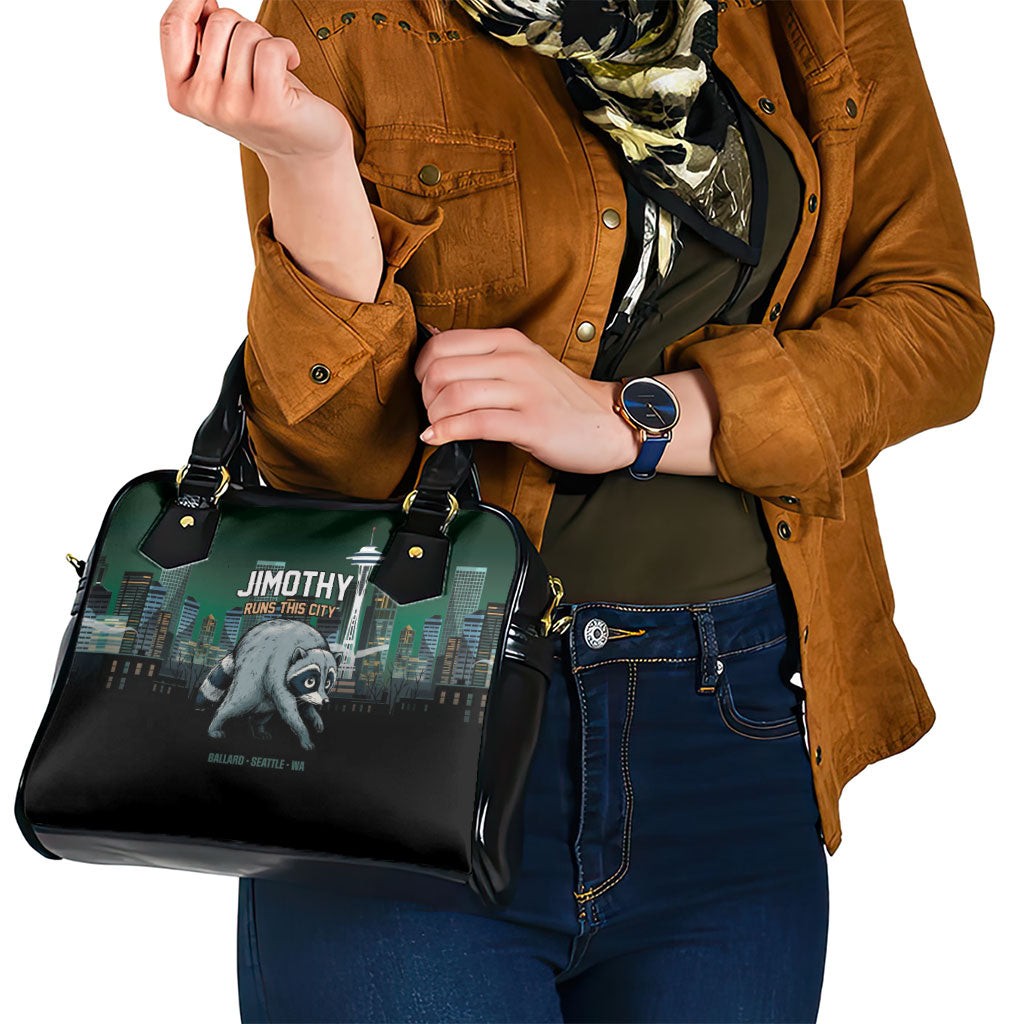 Raccoon Jimothy Runs This City Shoulder Handbag