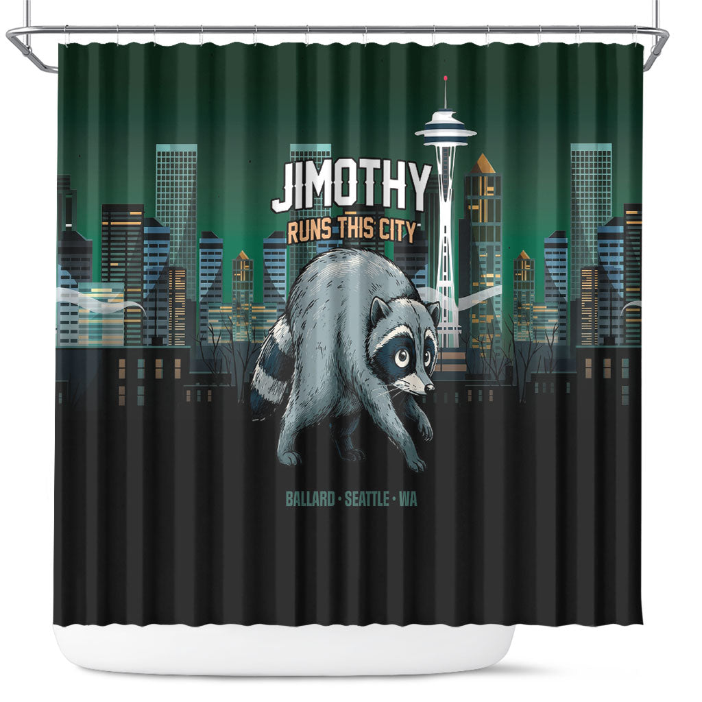 Raccoon Jimothy Runs This City Shower Curtain