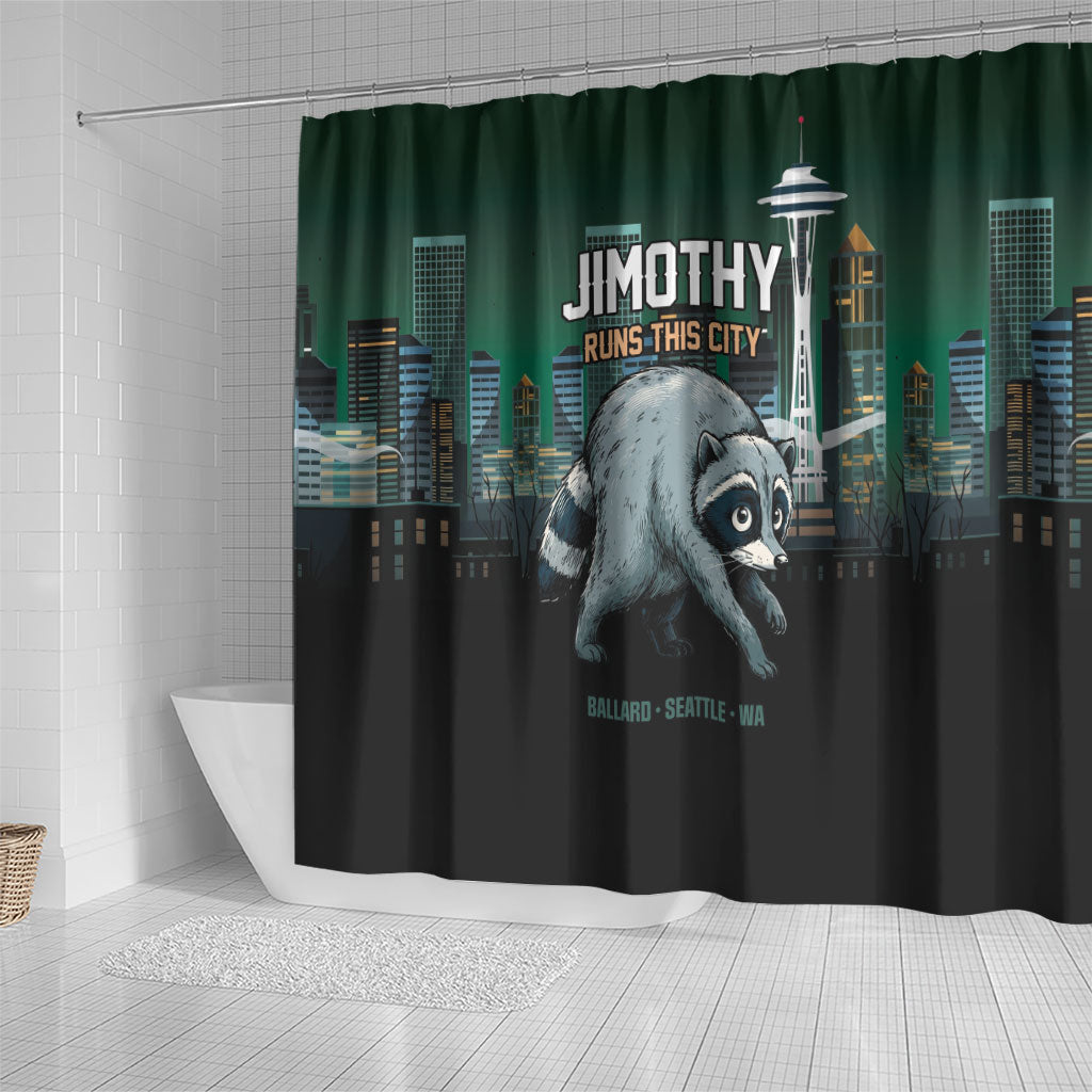 Raccoon Jimothy Runs This City Shower Curtain
