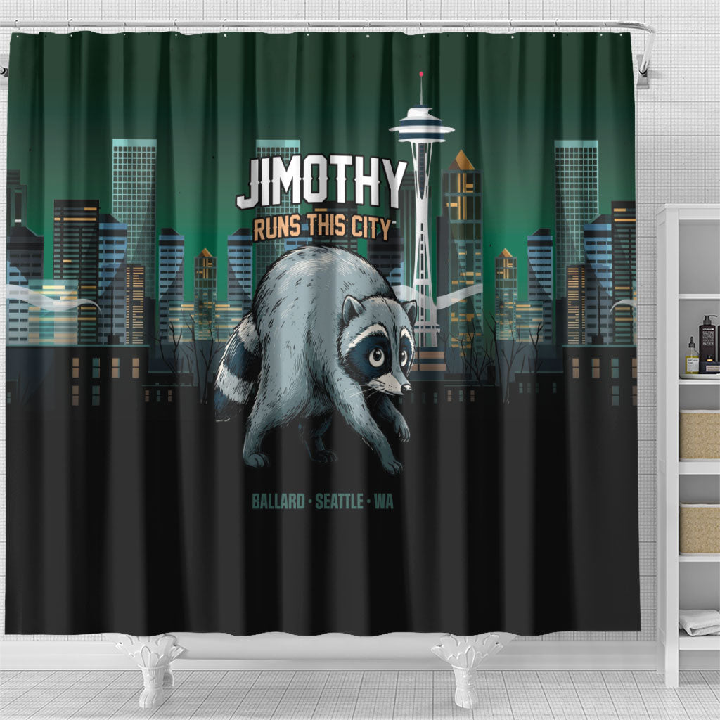 Raccoon Jimothy Runs This City Shower Curtain