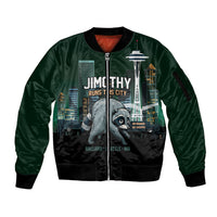 Raccoon Jimothy Runs This City Sleeve Zip Bomber Jacket