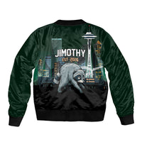 Raccoon Jimothy Runs This City Sleeve Zip Bomber Jacket