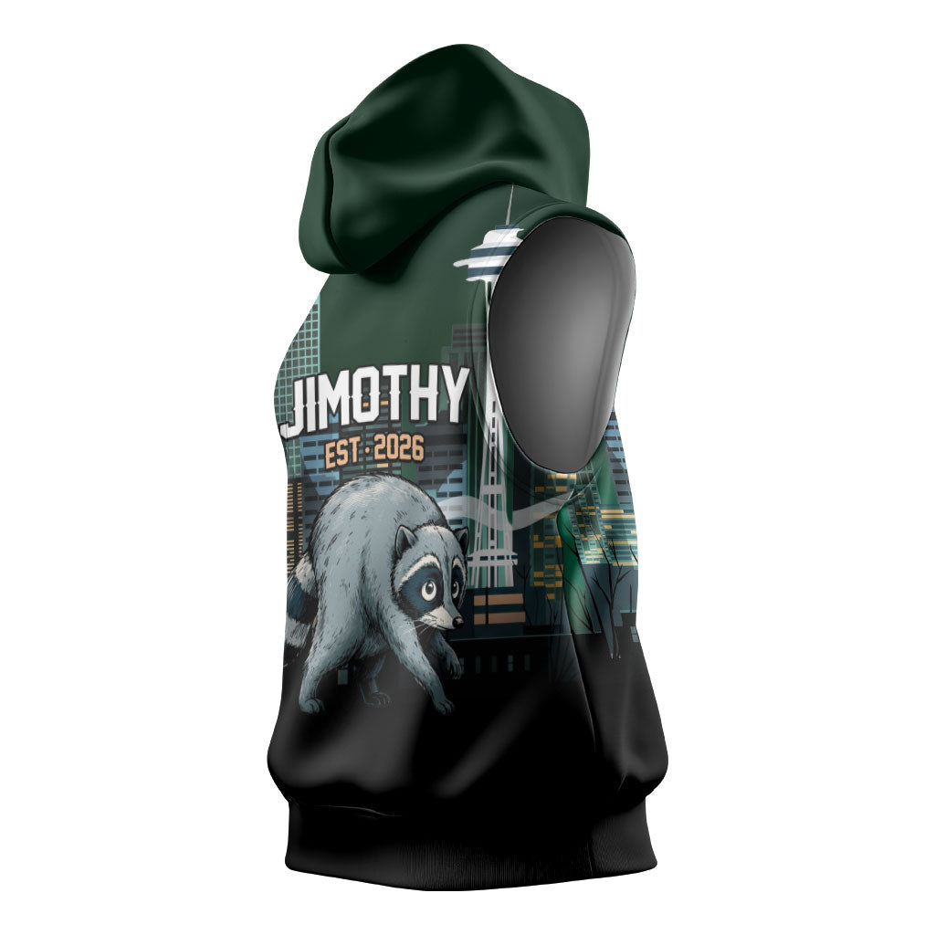 Raccoon Jimothy Runs This City Sleeveless Hoodie