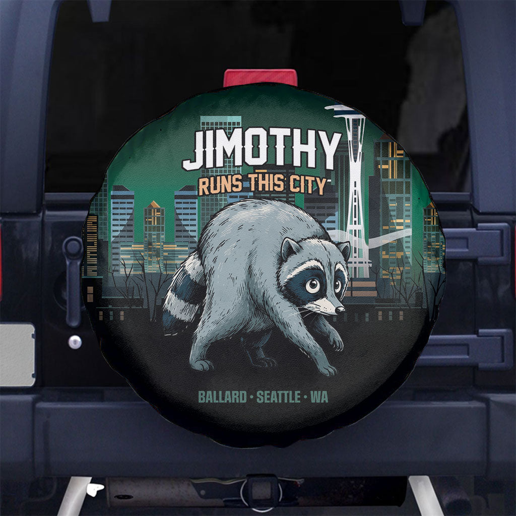 Raccoon Jimothy Runs This City Spare Tire Cover