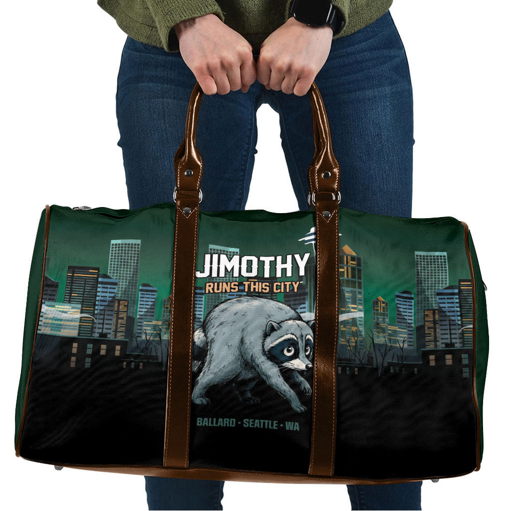 Raccoon Jimothy Runs This City Travel Bag