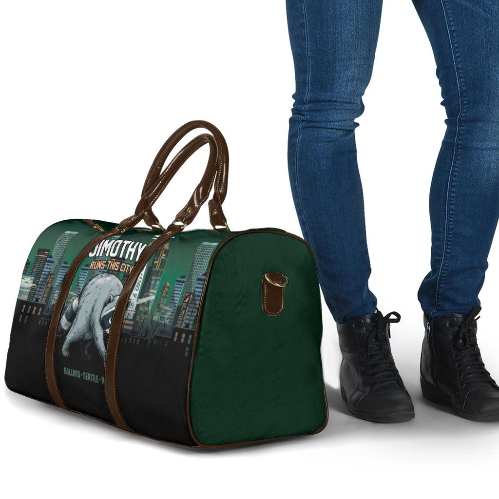 Raccoon Jimothy Runs This City Travel Bag