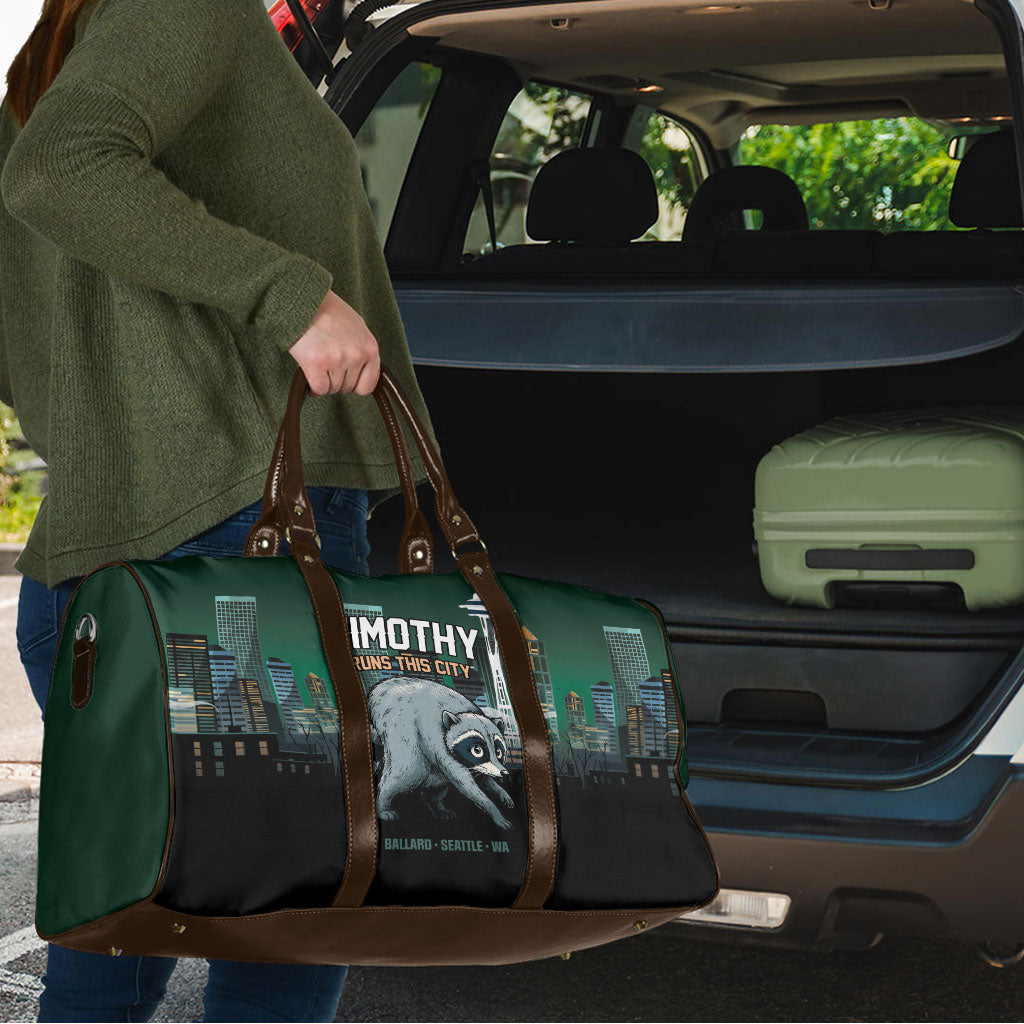 Raccoon Jimothy Runs This City Travel Bag