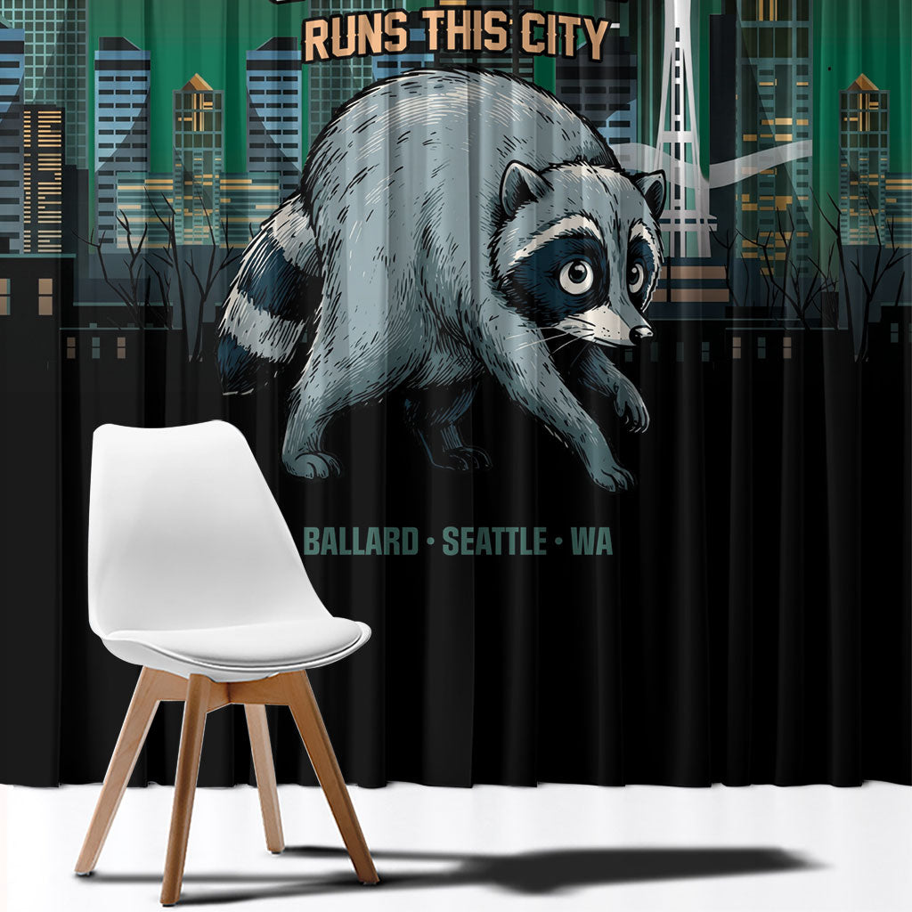 Raccoon Jimothy Runs This City Window Curtain