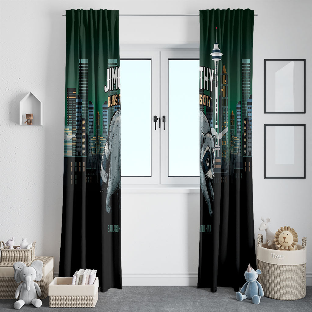 Raccoon Jimothy Runs This City Window Curtain