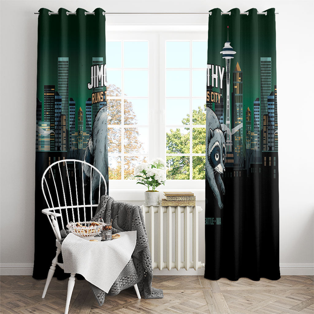 Raccoon Jimothy Runs This City Window Curtain