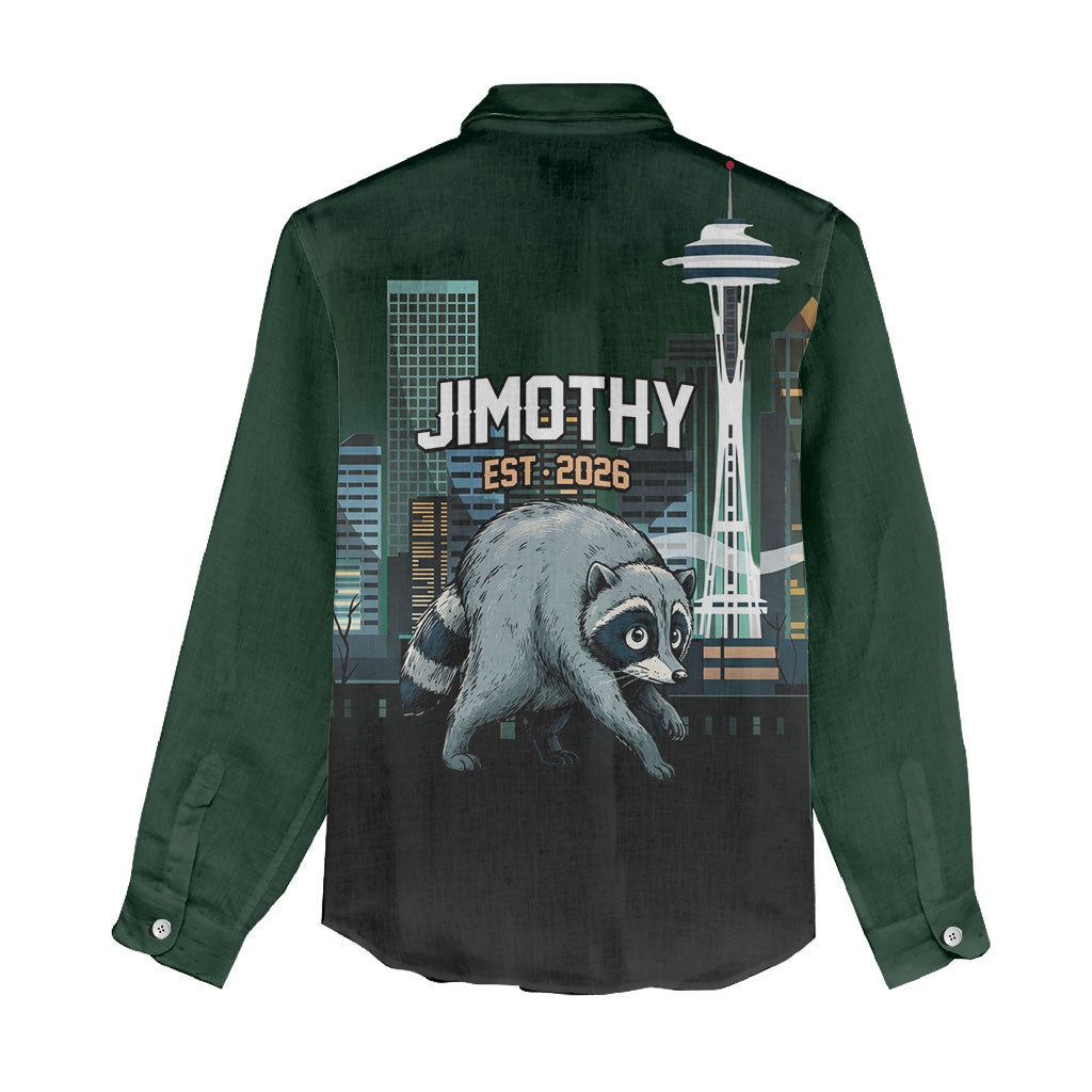 Raccoon Jimothy Runs This City Women Casual Shirt