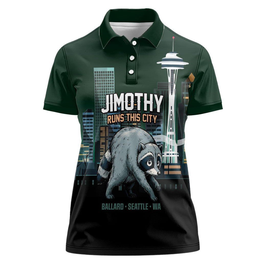 Raccoon Jimothy Runs This City Women Polo Shirt