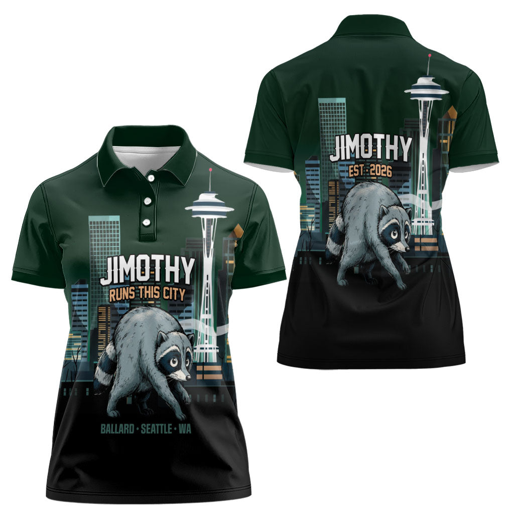 Raccoon Jimothy Runs This City Women Polo Shirt