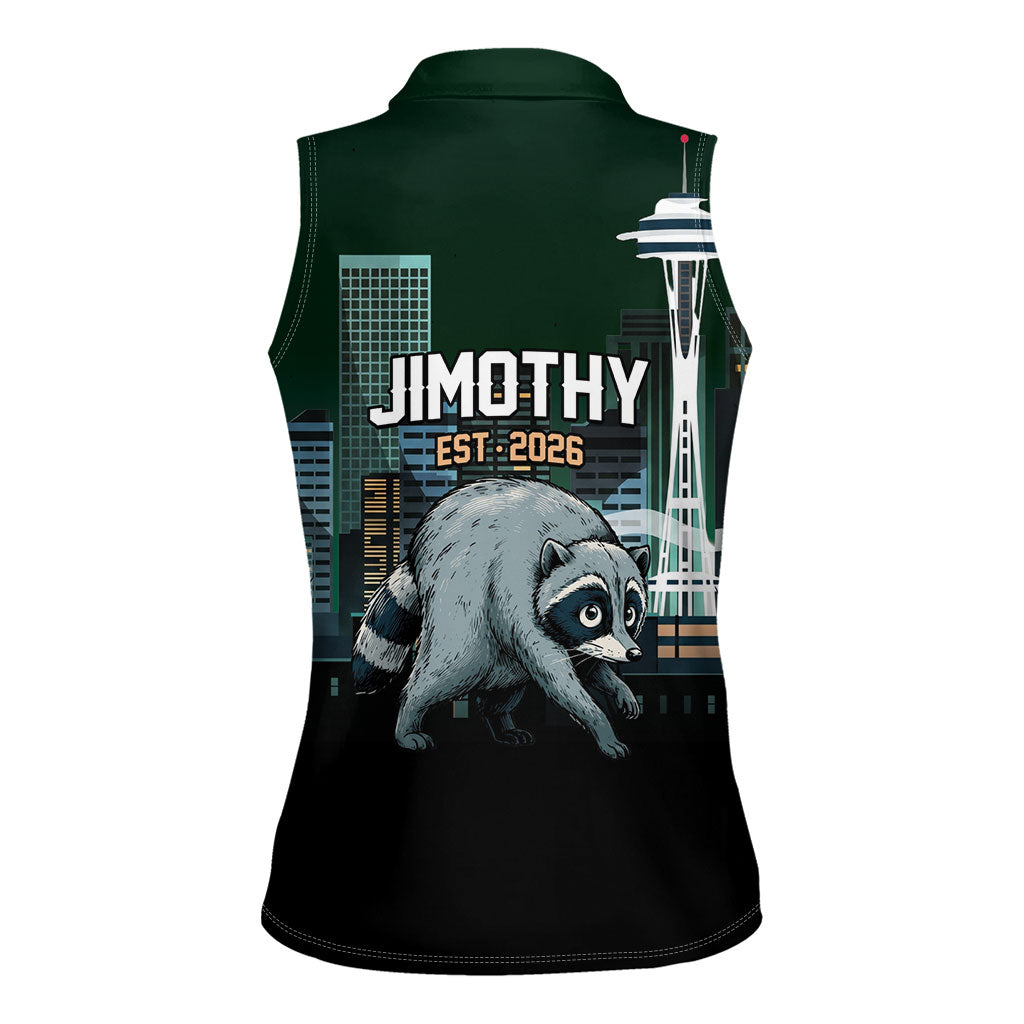 Raccoon Jimothy Runs This City Women Sleeveless Polo Shirt