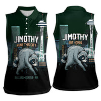 Raccoon Jimothy Runs This City Women Sleeveless Polo Shirt