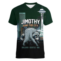 Raccoon Jimothy Runs This City Women V-Neck T-Shirt