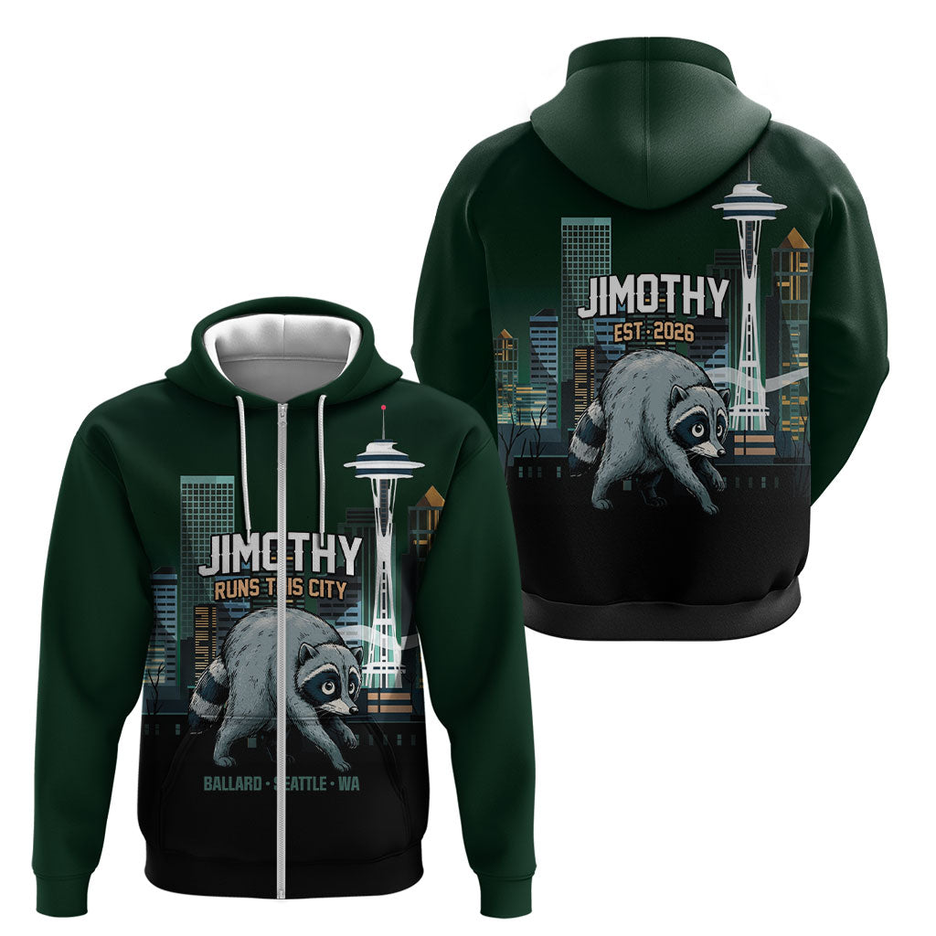 Raccoon Jimothy Runs This City Zip Hoodie