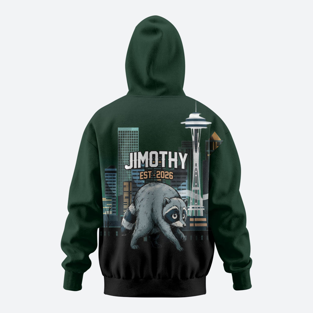 Raccoon Jimothy Runs This City Zip Hoodie