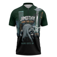 Raccoon Jimothy Runs This City Zipper Polo Shirt
