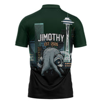 Raccoon Jimothy Runs This City Zipper Polo Shirt