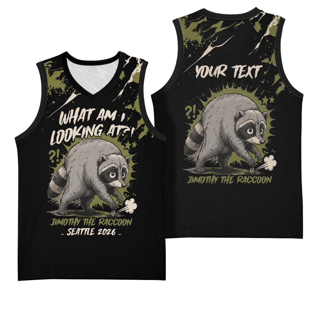 Personalized Raccoon Jimothy Meme Basketball Jersey What Am I Looking At
