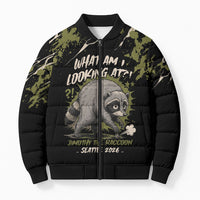 Personalized Raccoon Jimothy Meme Bomber Puffer Jacket What Am I Looking At