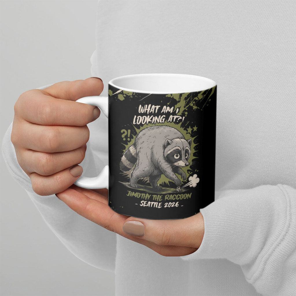 Personalized Raccoon Jimothy Meme Ceramic Mug What Am I Looking At