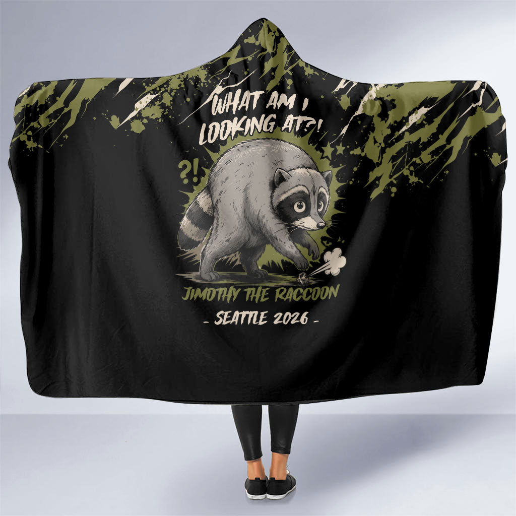 Raccoon Jimothy Meme Hooded Blanket What Am I Looking At