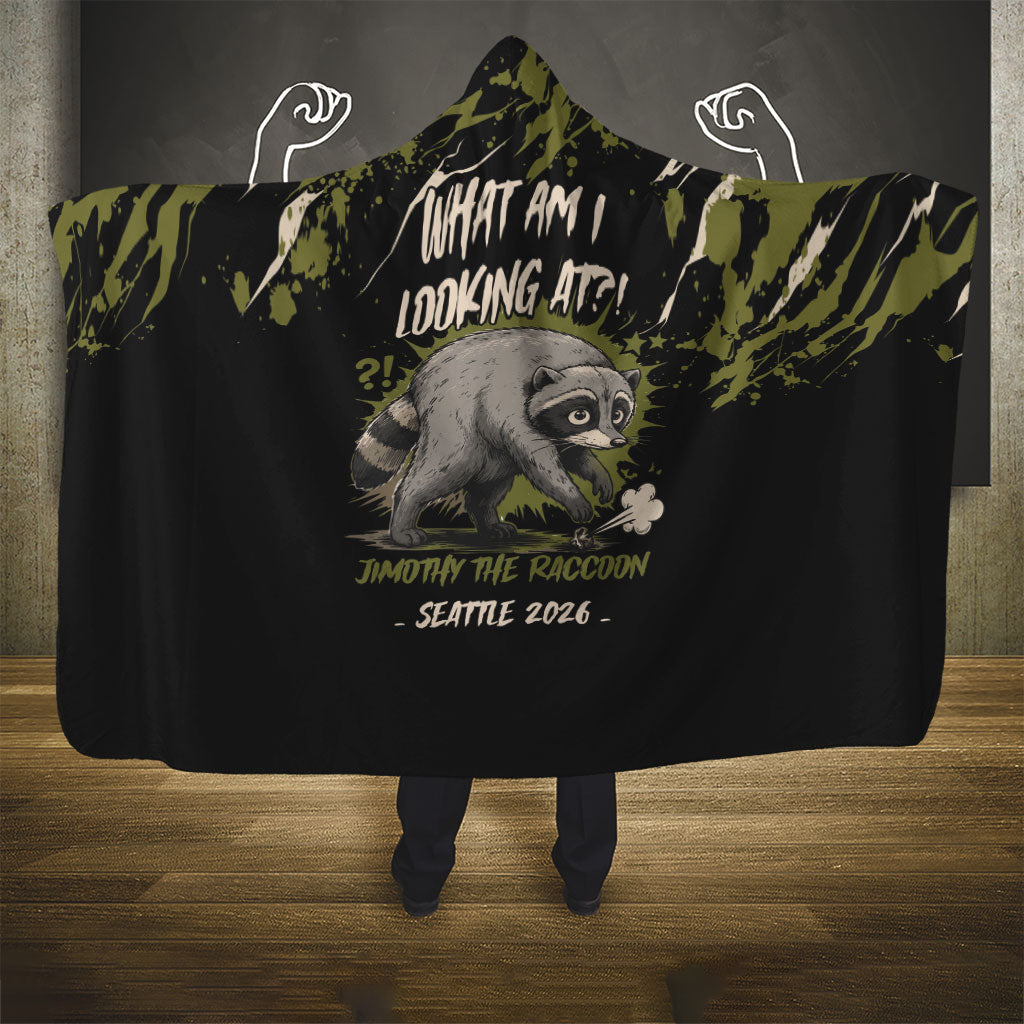 Raccoon Jimothy Meme Hooded Blanket What Am I Looking At