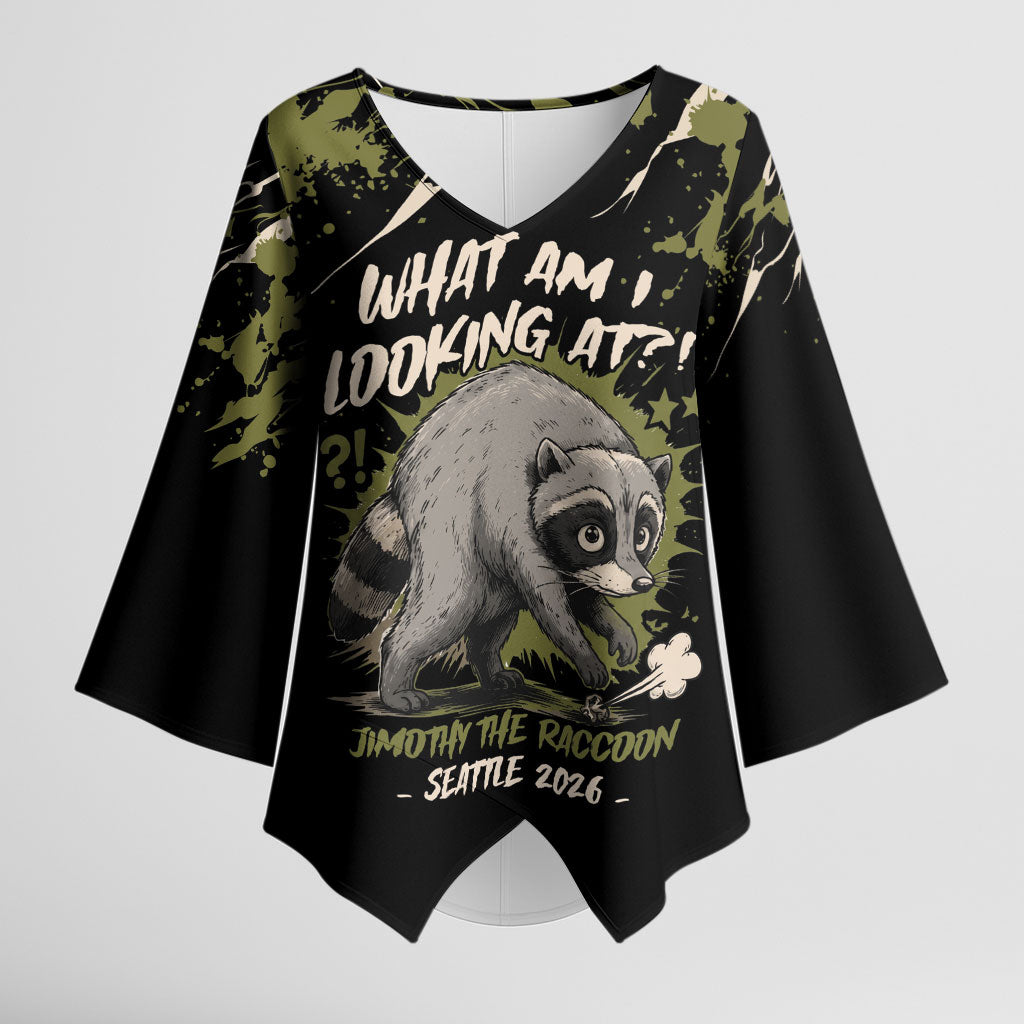 Personalized Raccoon Jimothy Meme Kimono Sleeve Blouse What Am I Looking At
