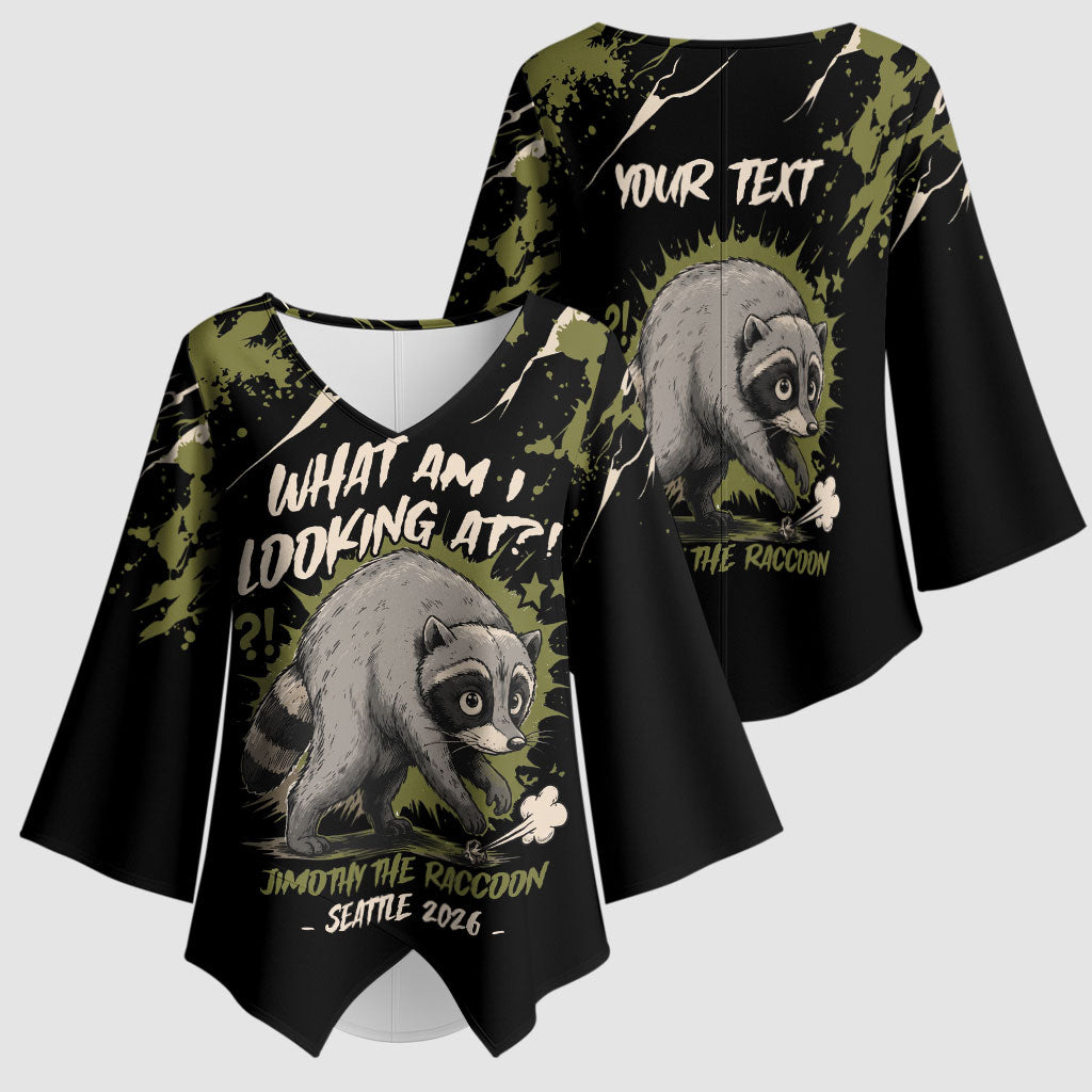 Personalized Raccoon Jimothy Meme Kimono Sleeve Blouse What Am I Looking At