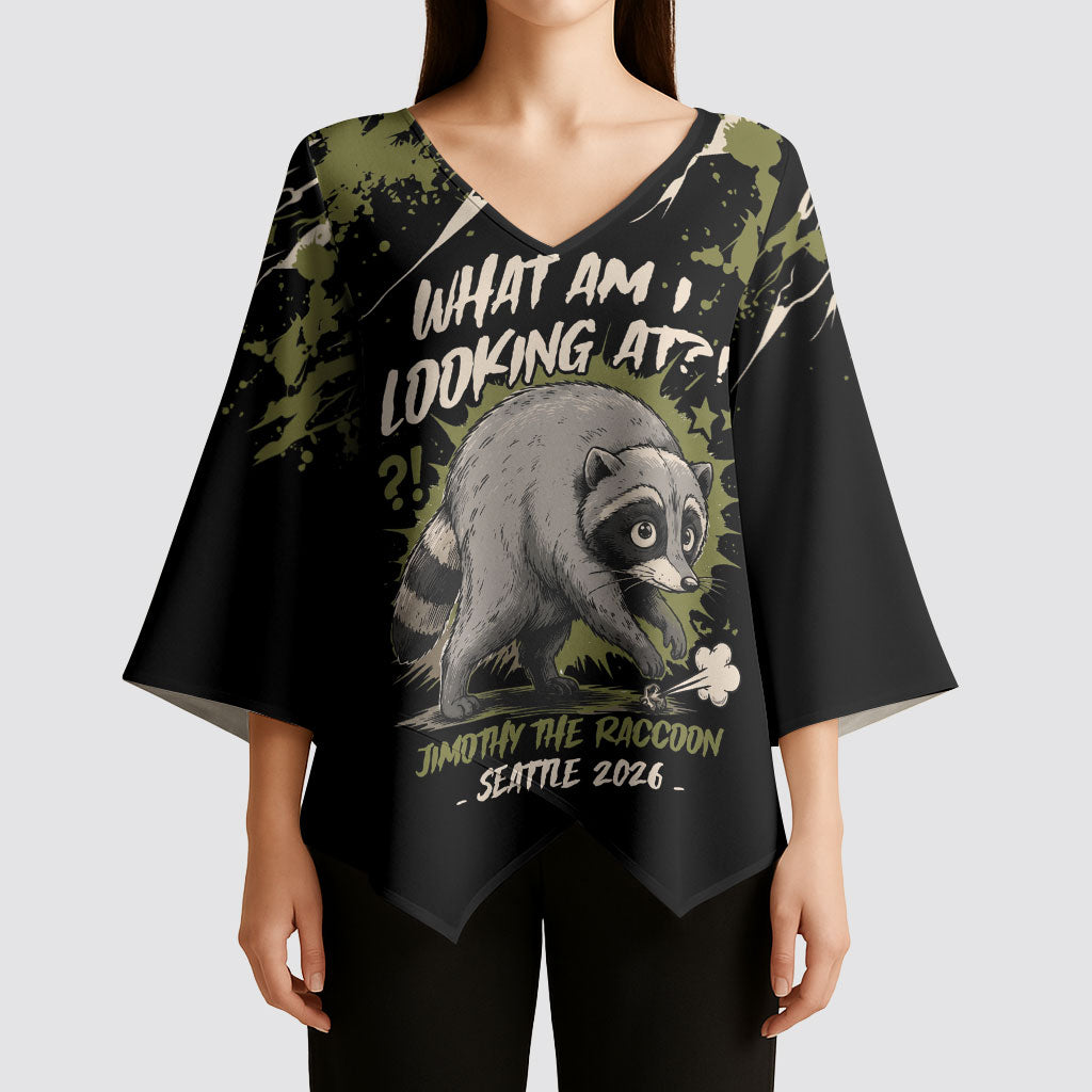 Personalized Raccoon Jimothy Meme Kimono Sleeve Blouse What Am I Looking At