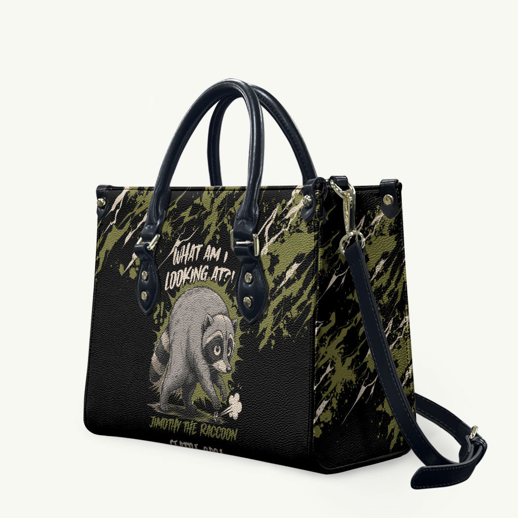 Raccoon Jimothy Meme Leather Bag What Am I Looking At