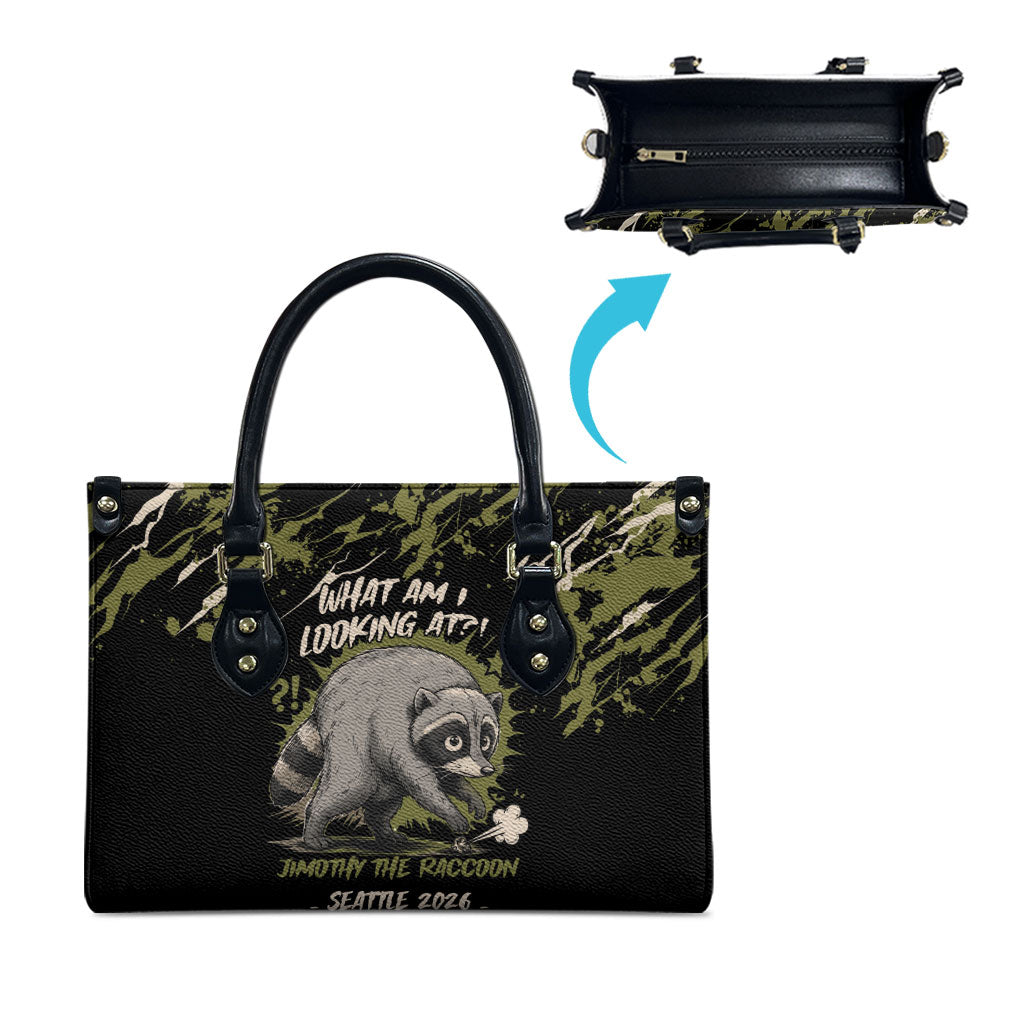 Raccoon Jimothy Meme Leather Bag What Am I Looking At
