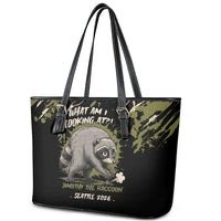 Raccoon Jimothy Meme Leather Tote Bag What Am I Looking At