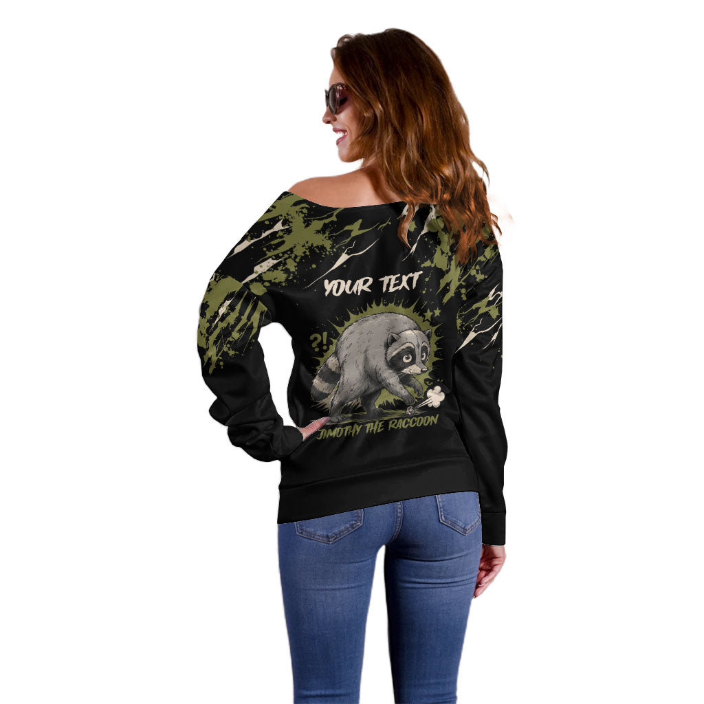 Personalized Raccoon Jimothy Meme Off Shoulder Sweater What Am I Looking At