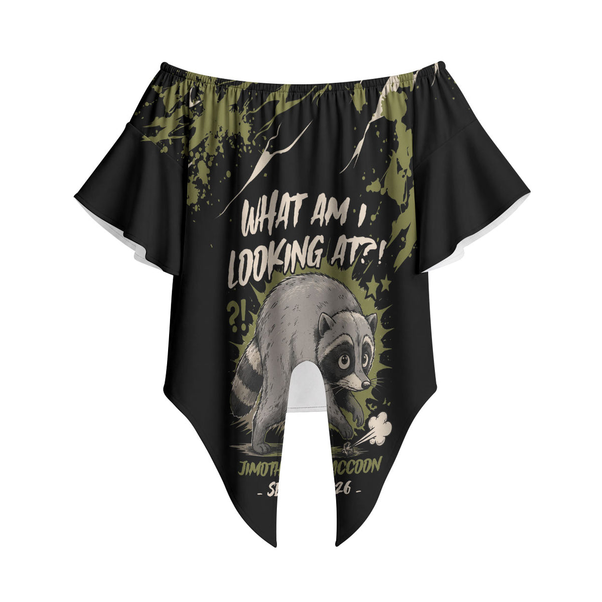 Personalized Raccoon Jimothy Meme Off Shoulder Wrap Waist Top What Am I Looking At