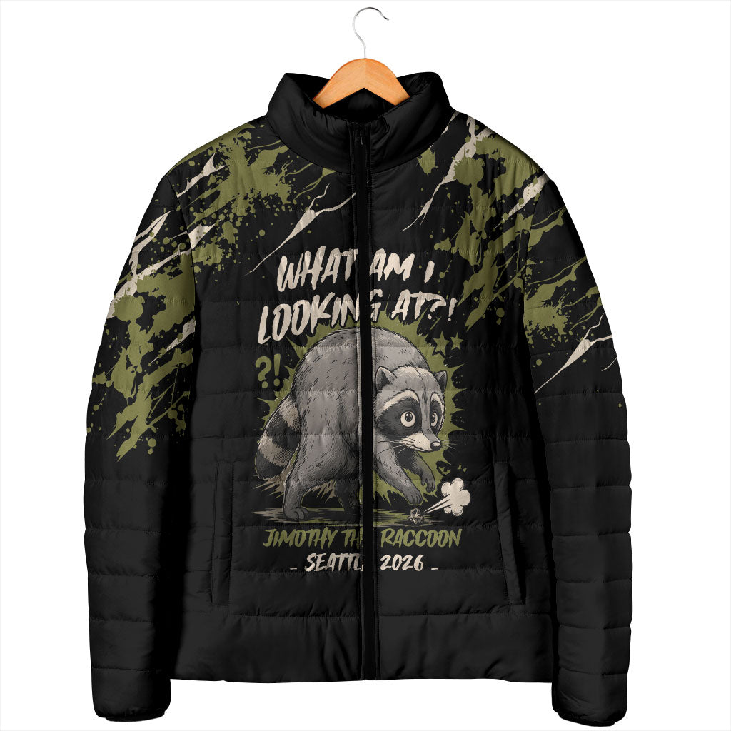 Personalized Raccoon Jimothy Meme Padded Jacket What Am I Looking At
