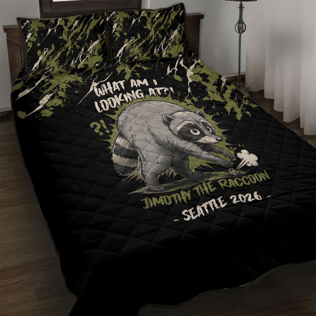 Raccoon Jimothy Meme Quilt Bed Set What Am I Looking At