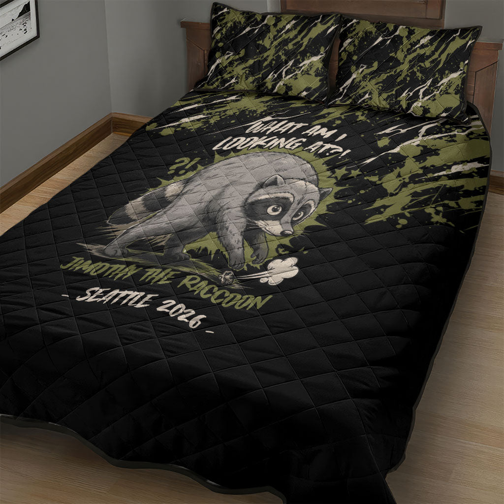 Raccoon Jimothy Meme Quilt Bed Set What Am I Looking At