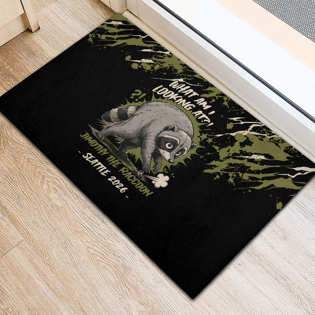 Raccoon Jimothy Meme Rubber Doormat What Am I Looking At