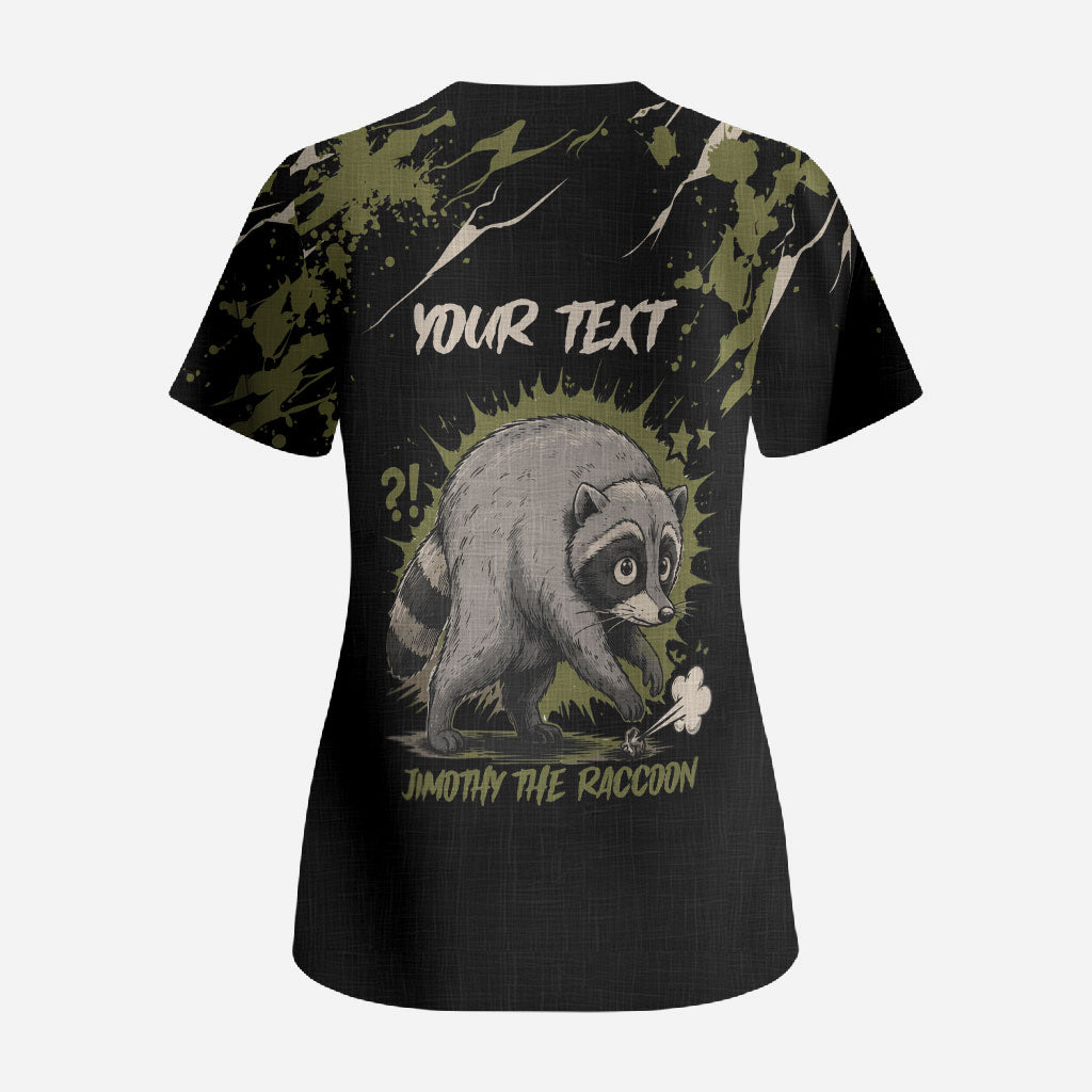 Personalized Raccoon Jimothy Meme Scrub Top What Am I Looking At