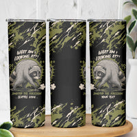 Personalized Raccoon Jimothy Meme Skinny Tumbler What Am I Looking At