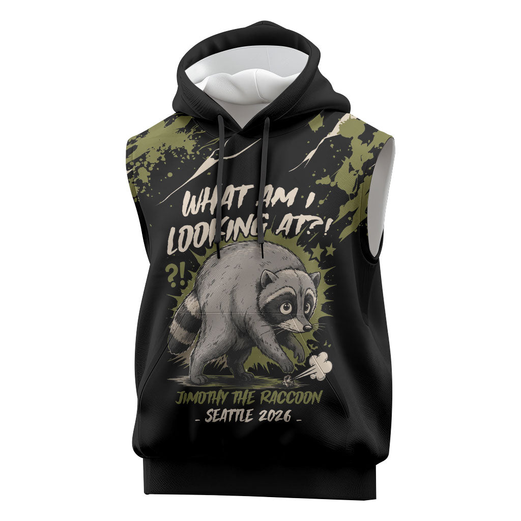 Personalized Raccoon Jimothy Meme Sleeveless Hoodie What Am I Looking At