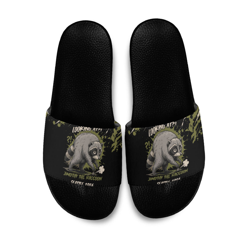 Raccoon Jimothy Meme Slide Sandals What Am I Looking At