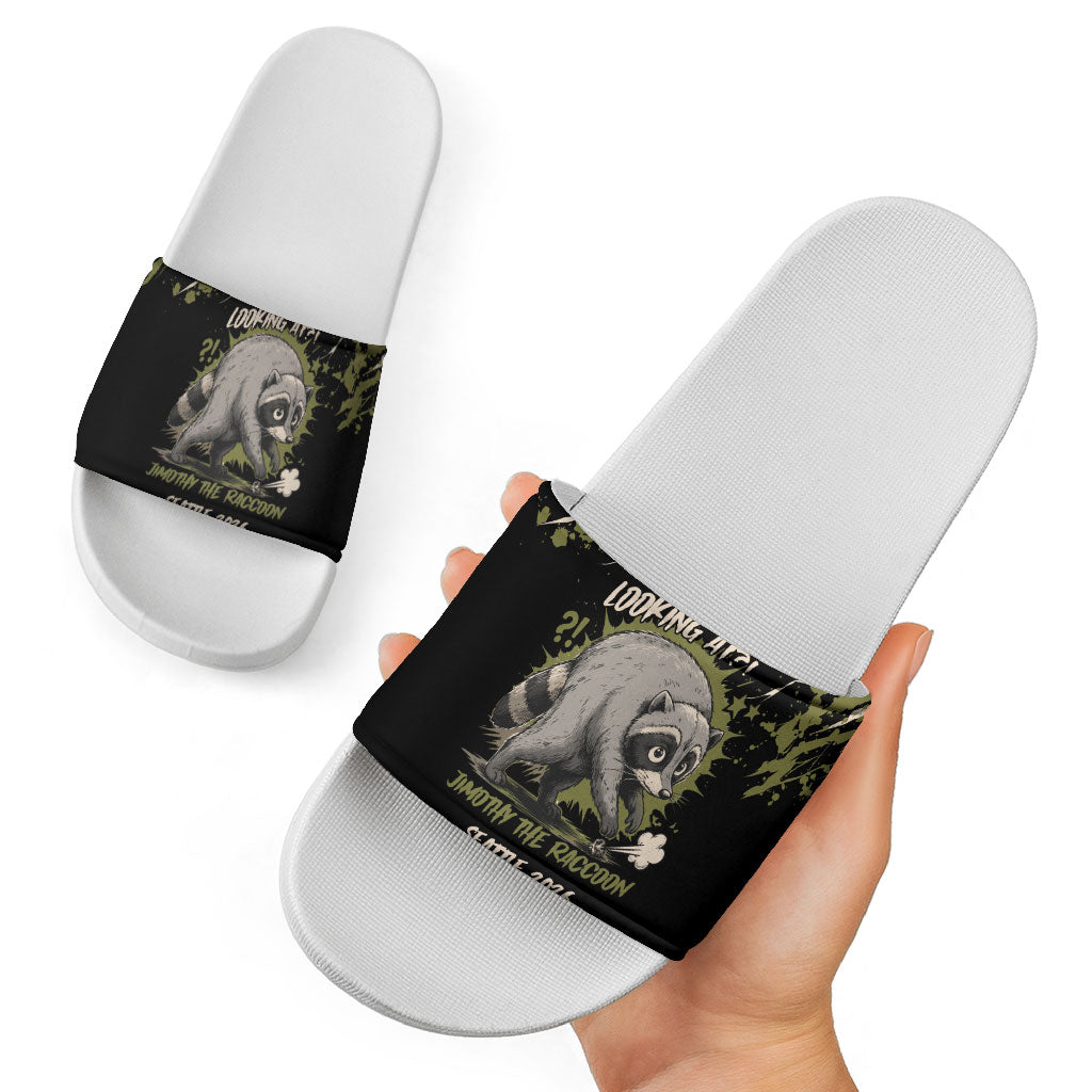 Raccoon Jimothy Meme Slide Sandals What Am I Looking At